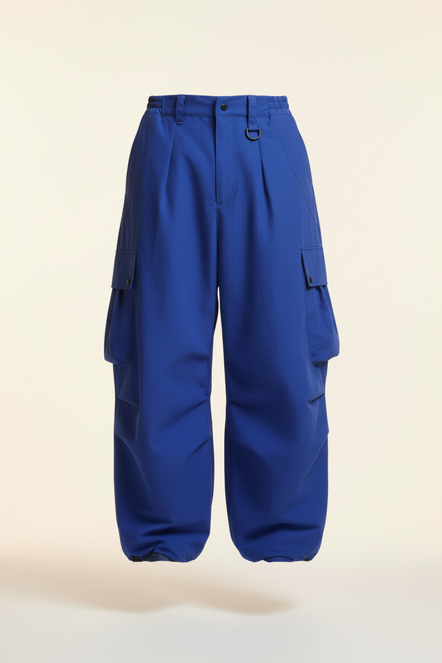 Pantalon Baggy Bleu Cargo Ample Plissé Homme - Polyester - vue 3