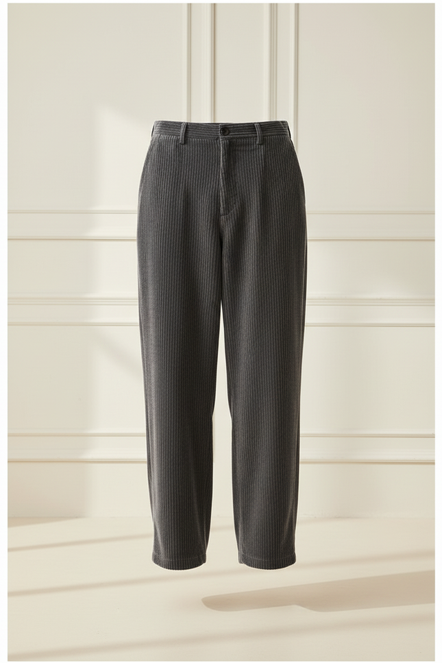 Pantalon Baggy Gris Côtelé Ample Décontracté Homme - Cordé - vue 3
