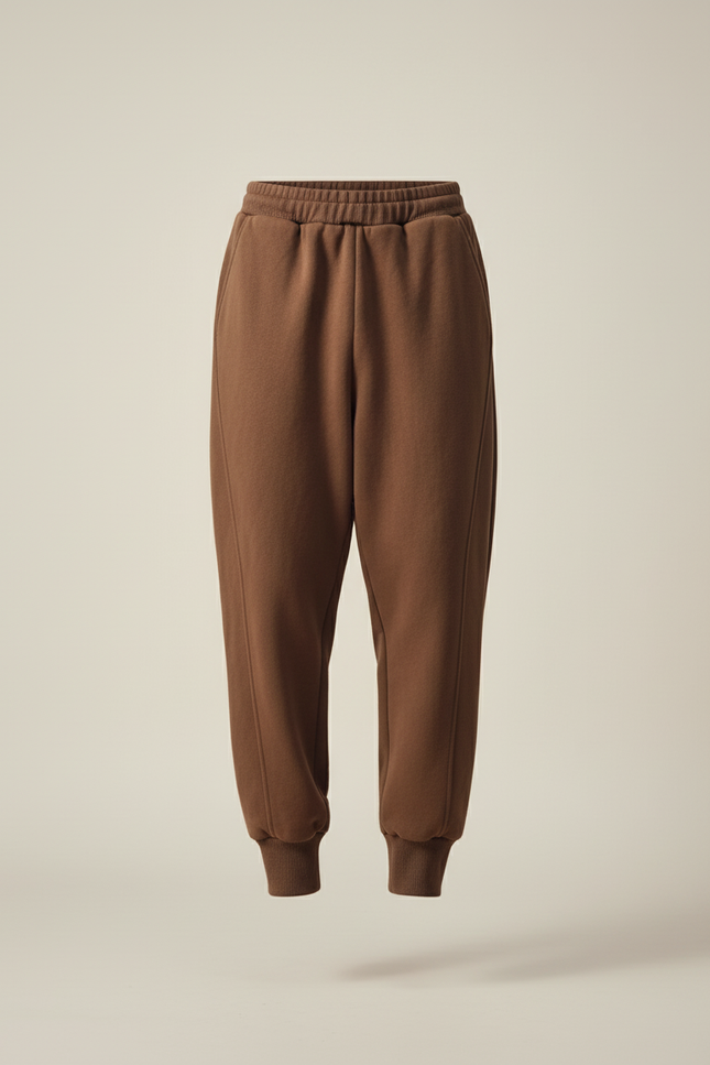 Pantalon Baggy Marron Ample Doux Décontracté Coton - Molleton - vue 3