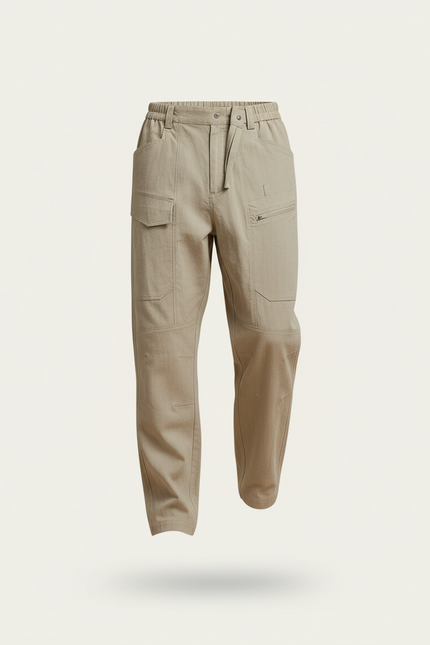 Pantalon Baggy Cargo Beige Décontracté Ample Coton - vue 3