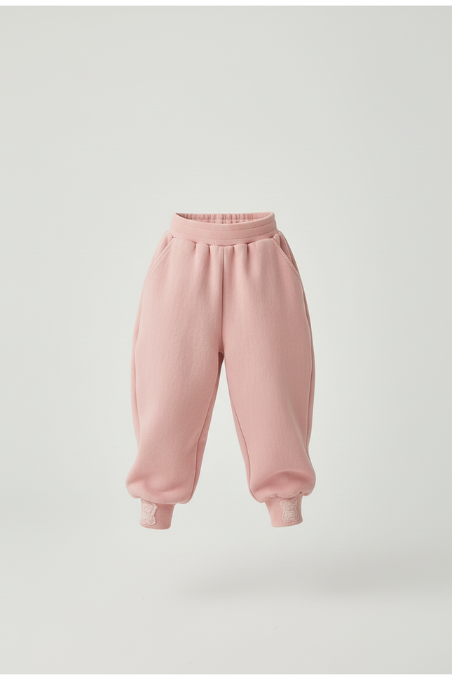Pantalon Baggy Rose Velours Ample Enfant Hiver - Molleton - vue 3