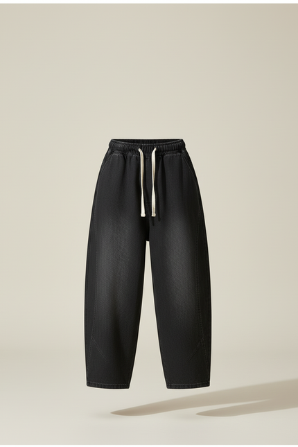Pantalon Baggy Noir Ample Cordon Décontracté Jean - vue 3