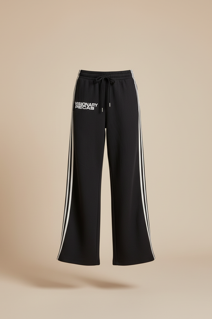 Pantalon Baggy Noir Rayures Larges Décontracté Femme - Molleton - vue 3