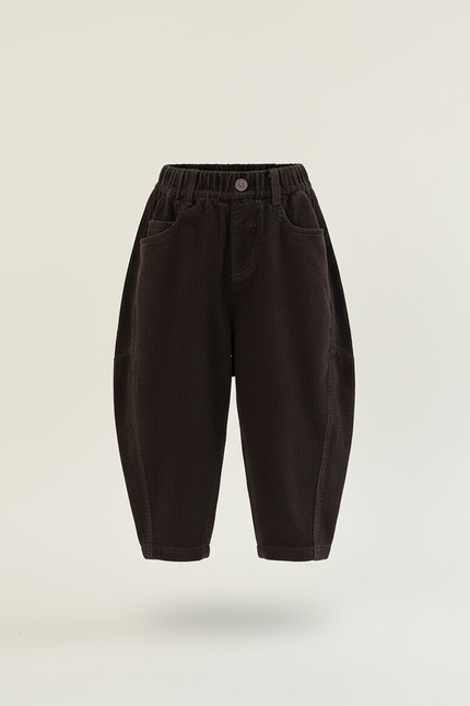 Pantalon Baggy Marron Côtelé Ample Décontracté Enfant - Cordé - vue 3