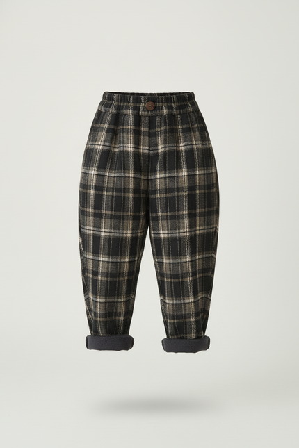 Pantalon Baggy Carreaux Écossais Chaud Hiver Enfant - Multicolore Tweed - vue 3