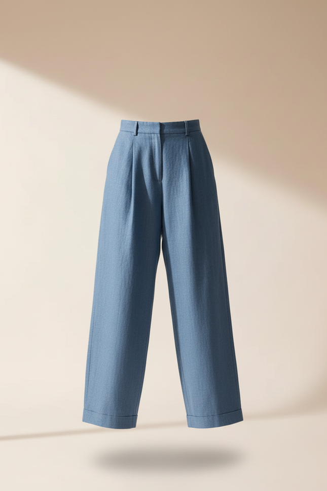 Pantalon Baggy Bleu Jean Ample Taille Haute Fluide - vue 3