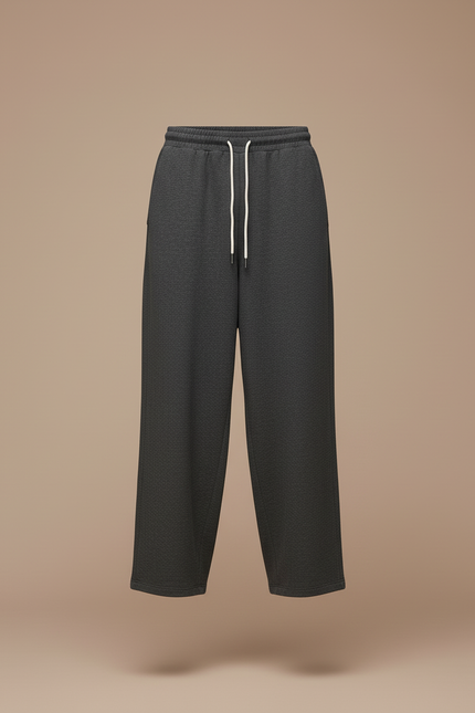 Pantalon Baggy Gris Foncé Ample Droit Cordon Décontracté - Molleton - vue 3