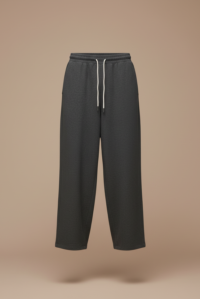 Pantalon Baggy Gris Foncé Ample Droit Cordon Décontracté - Molleton - vue 3
