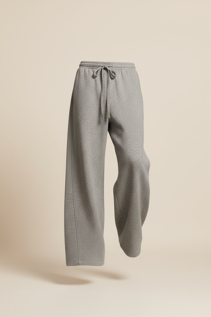 Pantalon Baggy Gris Ample Molleton Cordon Décontracté - vue 3