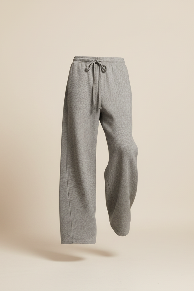 Pantalon Baggy Gris Ample Molleton Cordon Décontracté - vue 3