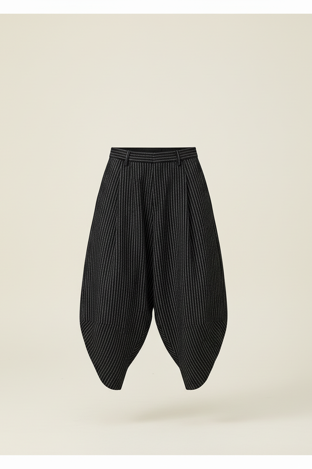 Pantalon Baggy Noir Rayé Ample Harem Enfant - Maille - vue 3