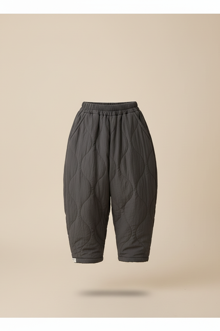 Pantalon Baggy Gris Matelassé Ample Hiver Enfant - Polyester - vue 3