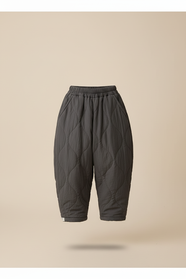 Pantalon Baggy Gris Matelassé Ample Hiver Enfant - Polyester - vue 3