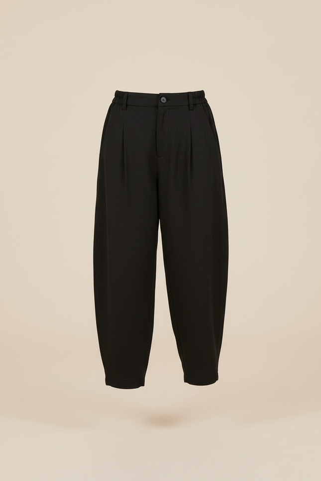 Pantalon Baggy Noir Ample Fluide Décontracté Fille - Lin - vue 3