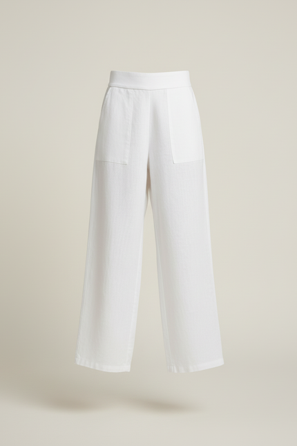 Pantalon Baggy Blanc Lin Ample Fille Décontracté - vue 3