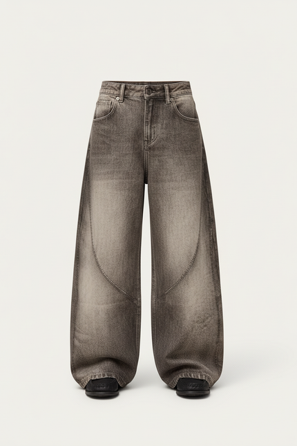Pantalon Baggy Gris Délavé Ample Denim Garçon - Jean - vue 3
