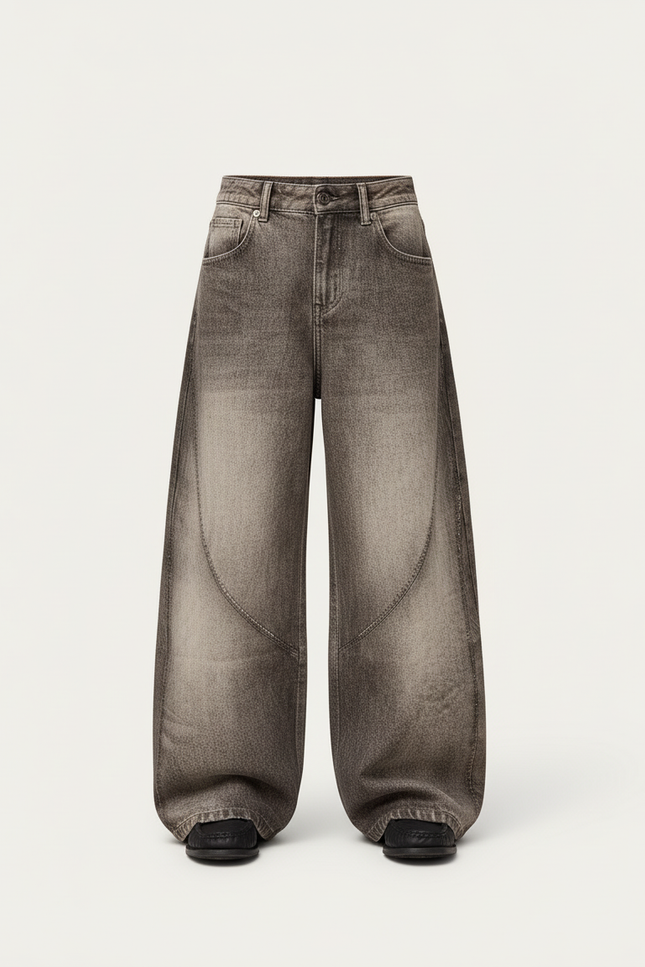 Pantalon Baggy Gris Délavé Ample Denim Garçon - Jean - vue 3