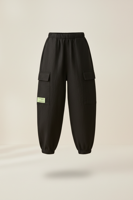 Pantalon Baggy Noir Lin Coton Ample Enfant - vue 3