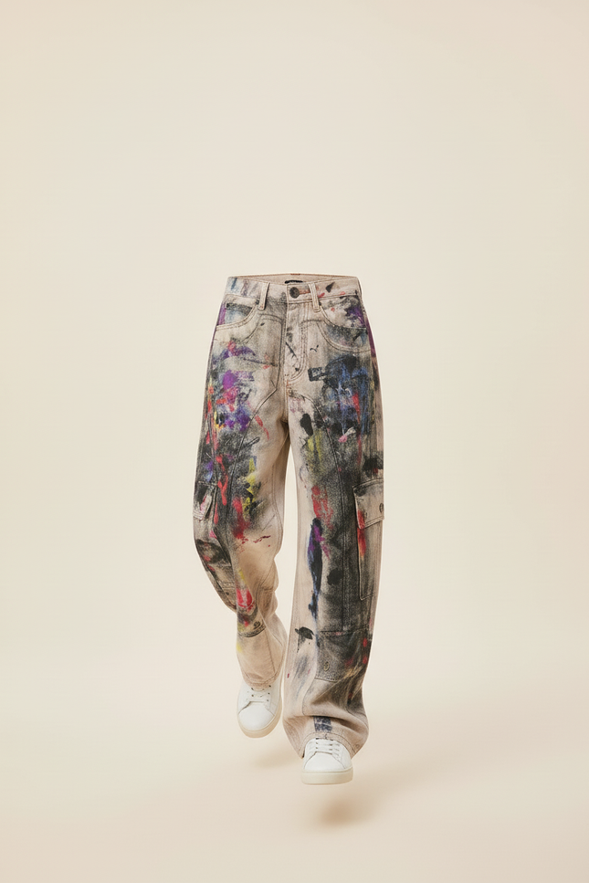 Pantalon Baggy Jean Graffiti Ample Décontracté Enfant - Multicolore - vue 3