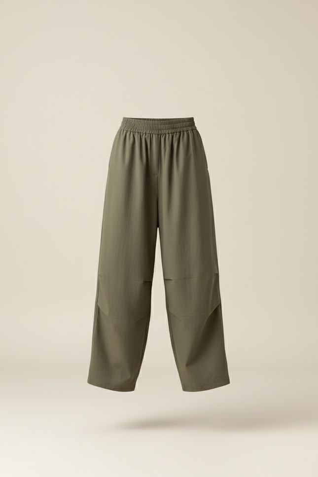 Pantalon Baggy Vert Kaki Ample Fluide Décontracté - Gabardine - vue 3