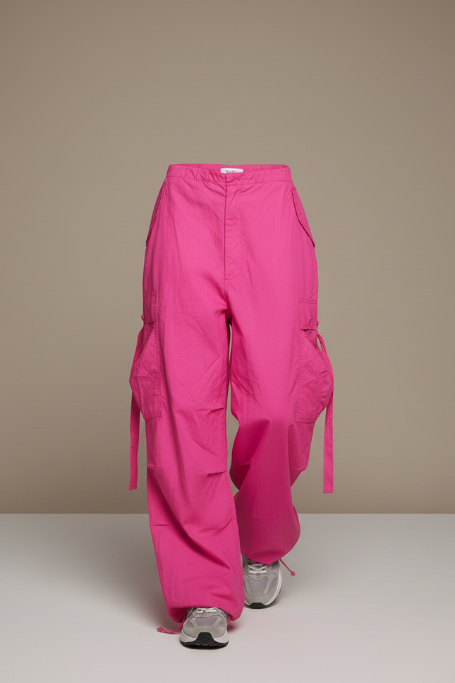 Pantalon Baggy Rose Fluide Ample Cargo Streetwear - Polyester - vue 3