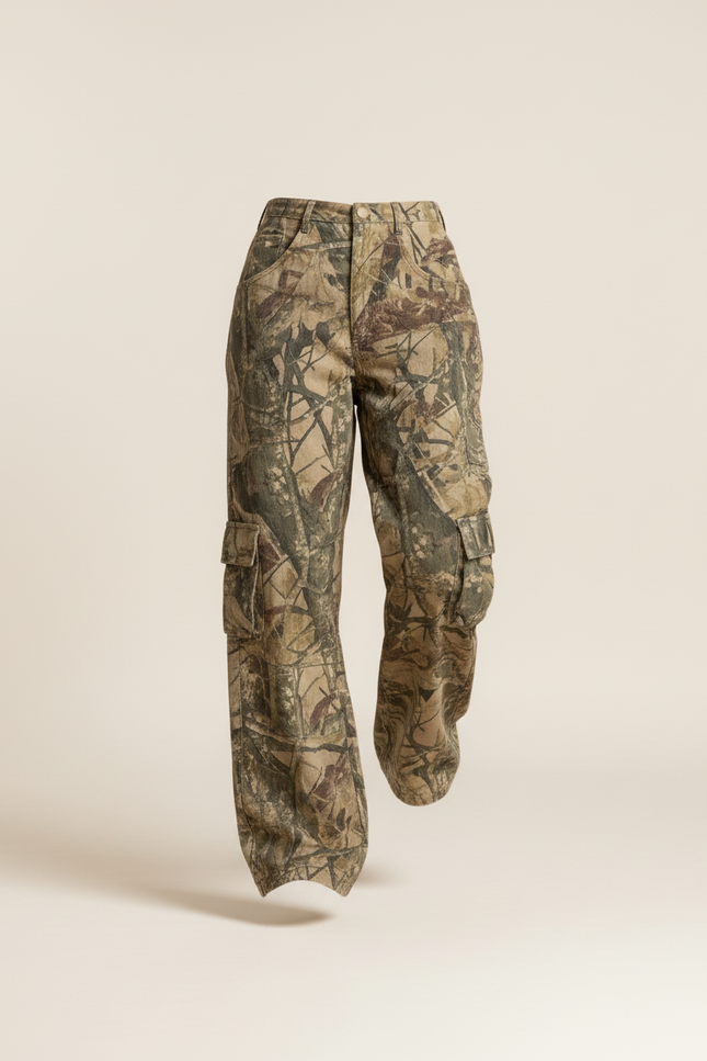 Pantalon Baggy Camouflage Ample Cargo Streetwear Y2K - Imprimé Toile - vue 3
