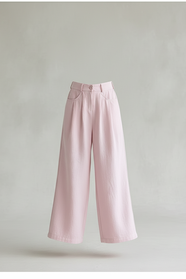 Pantalon Baggy Rose Pâle Ample Plissé Décontracté Fille - Molleton - vue 3
