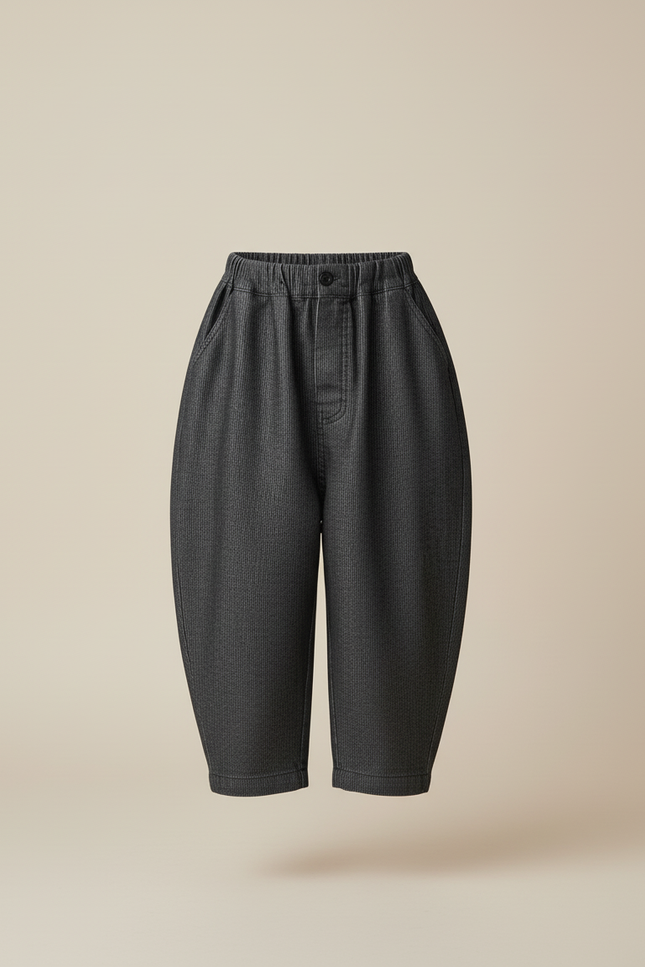 Pantalon Baggy Denim Côtelé Gris Ample Rétro Enfant - Cordé - vue 3