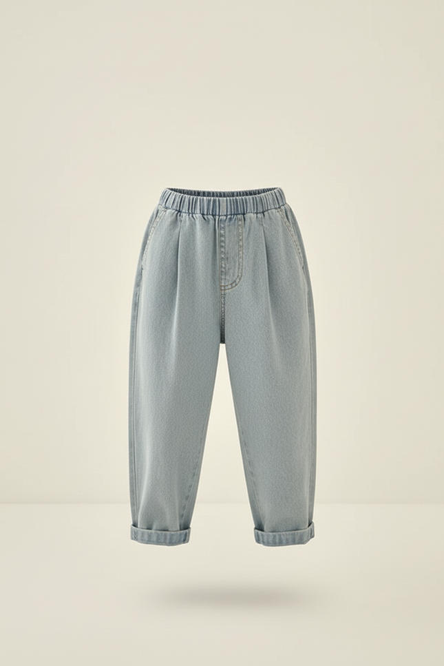 Pantalon Baggy Denim Lavé Ample Décontracté Garçon - Bleu Jean - vue 3