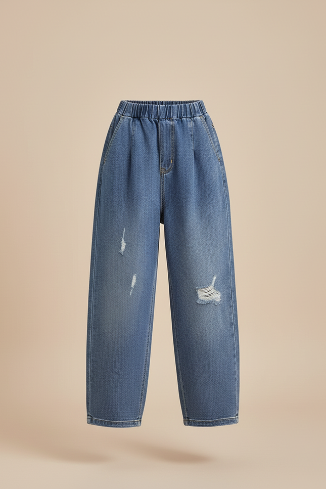 Pantalon Baggy Jean Bleu Ample Déchiré Enfant - vue 3