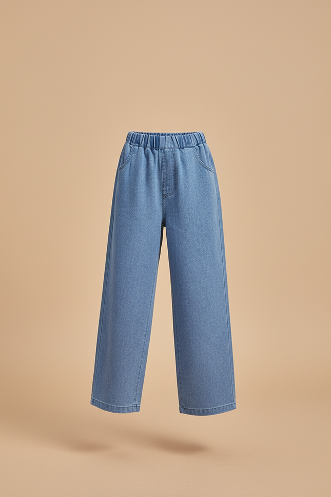 Pantalon Baggy Jean Bleu Ample Confortable Fille - vue 3