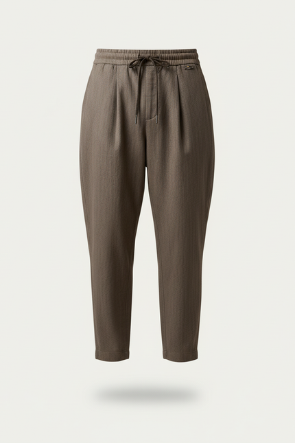 Pantalon Baggy Marron Ample Décontracté Homme Cordon - Laine - vue 3