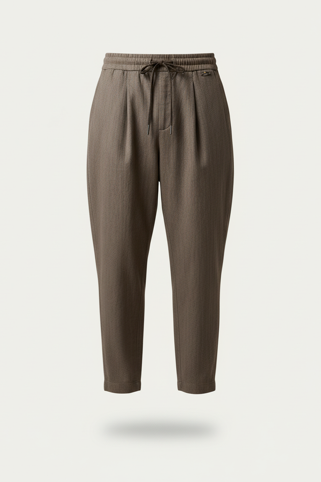 Pantalon Baggy Marron Ample Décontracté Homme Cordon - Laine - vue 3