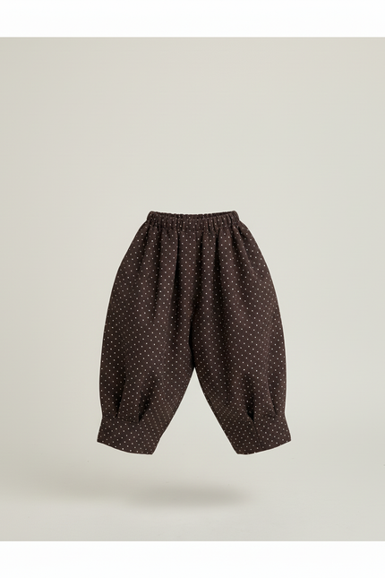Pantalon Baggy Marron Ample Pois Coton Enfant - vue 3