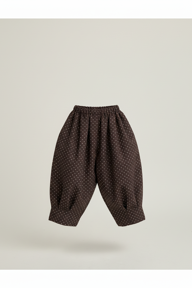 Pantalon Baggy Marron Ample Pois Coton Enfant - vue 3