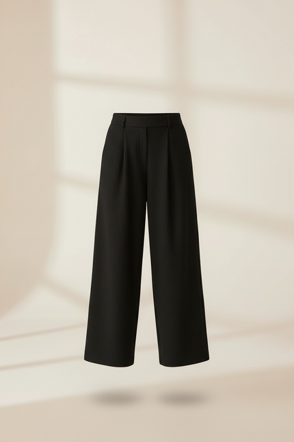 Pantalon Baggy Noir Côtelé Ample Fluide Fille - Maille - vue 3