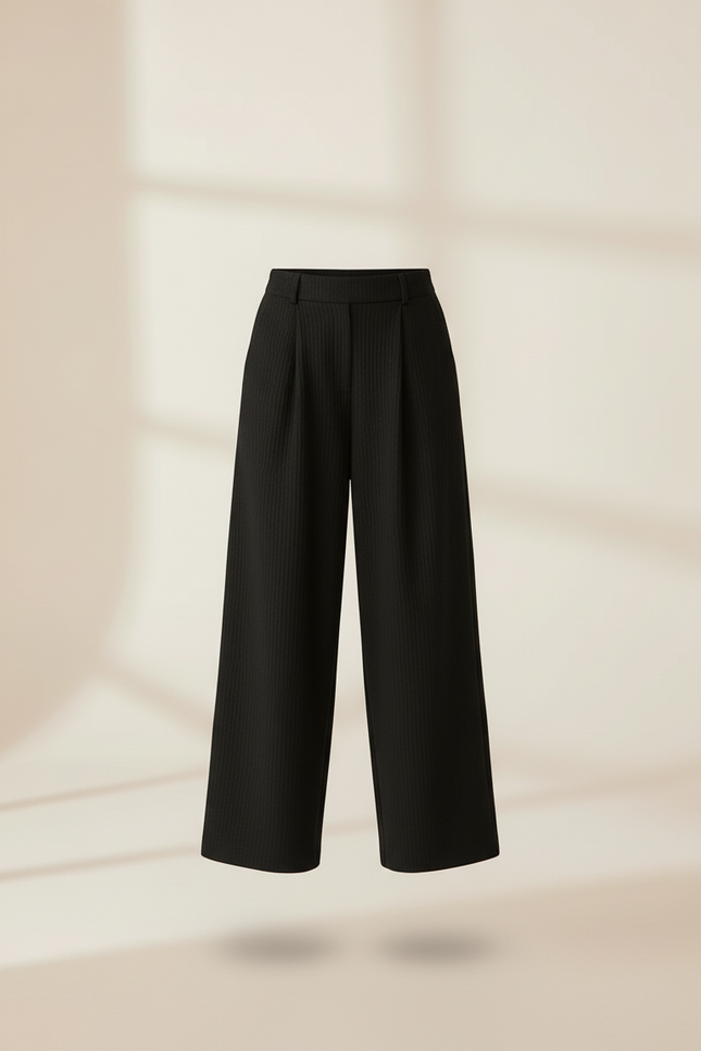 Pantalon Baggy Noir Côtelé Ample Fluide Fille - Maille - vue 3