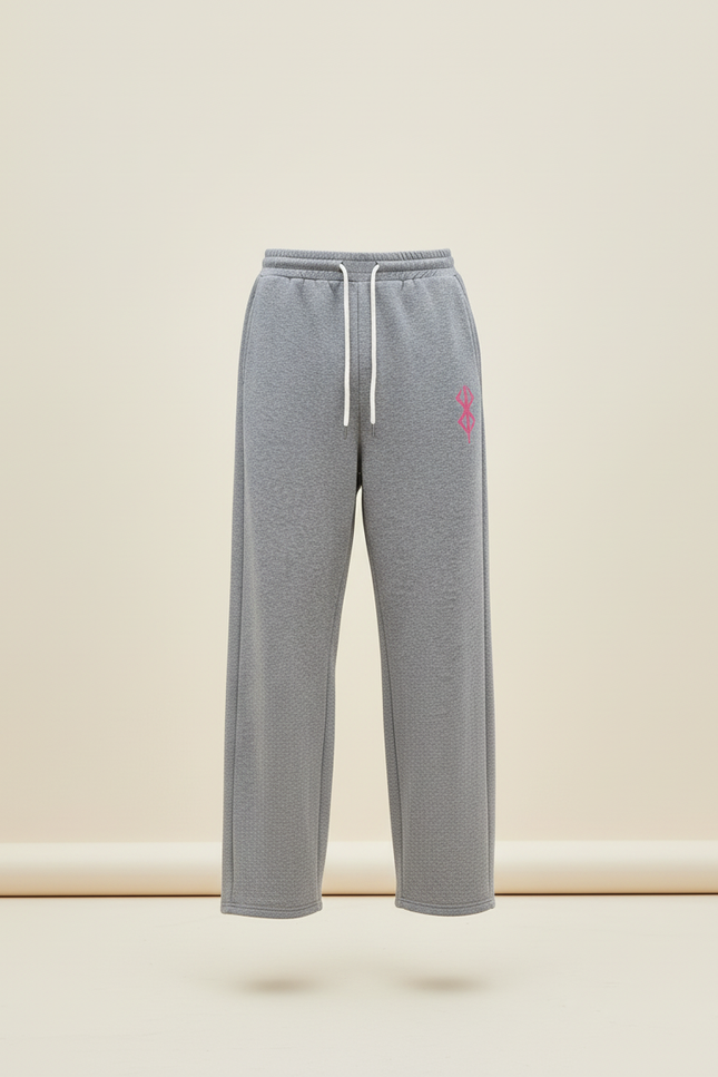 Pantalon Baggy Gris Logo Rose Décontracté Homme - Molleton - vue 3