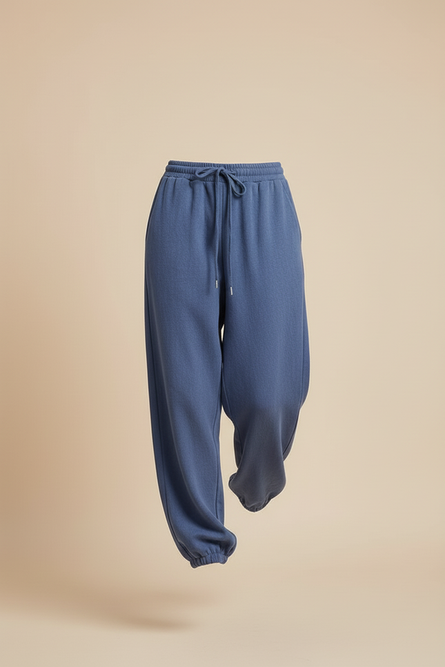Pantalon Baggy Bleu Décontracté Molletonné Ample Confortable - vue 3
