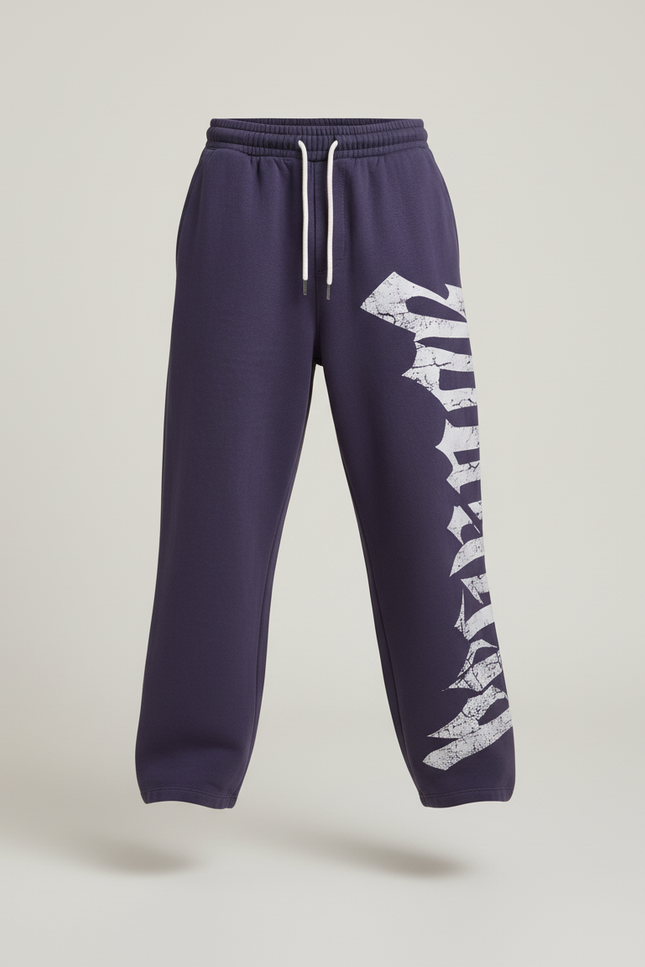 Pantalon Baggy Bleu Marine Ample Coton Imprimé Garçon - Molleton - vue 3