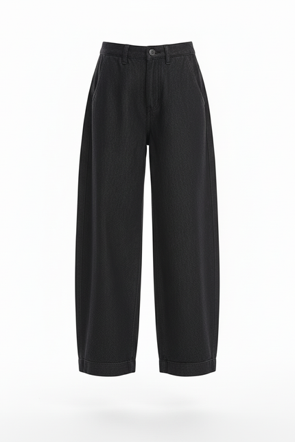 Pantalon Baggy Noir Ample Taille Haute Fille - Jean - vue 3