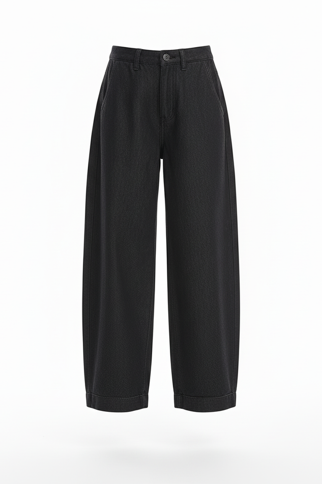 Pantalon Baggy Noir Ample Taille Haute Fille - Jean - vue 3