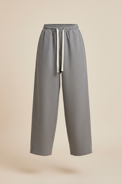Pantalon Baggy Gris Ample Cordon Décontracté Fille - Laine - vue 3