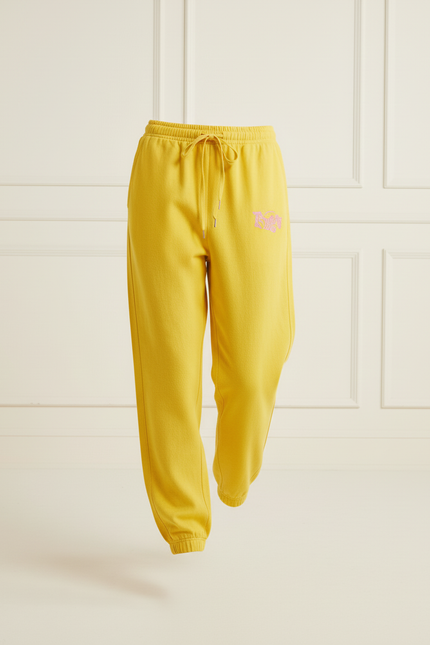 Pantalon Baggy Jaune Ample Coton Décontracté Imprimé - Molleton - vue 3