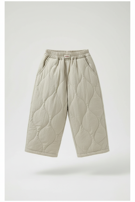 Pantalon Baggy Beige Matelassé Ample Hiver Enfant - Polyester - vue 2