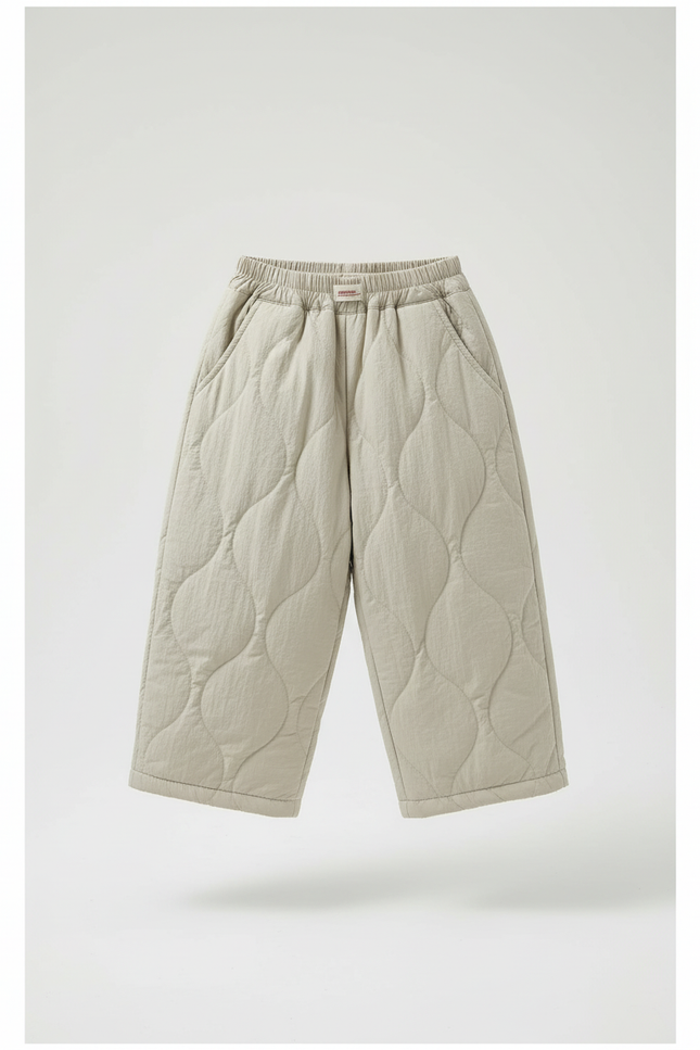 Pantalon Baggy Beige Matelassé Ample Hiver Enfant - Polyester - vue 2