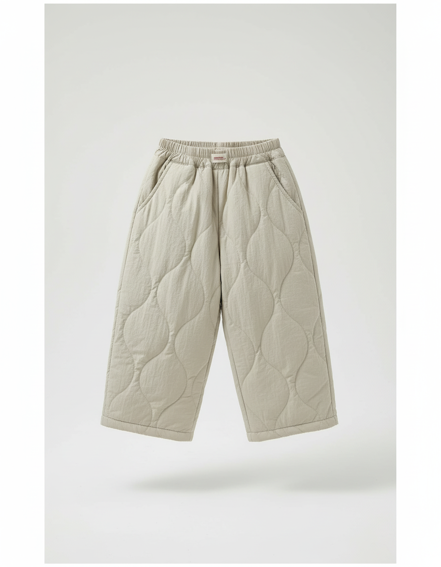 Pantalon Baggy Beige Matelassé Ample Hiver Enfant - Polyester - vue 2