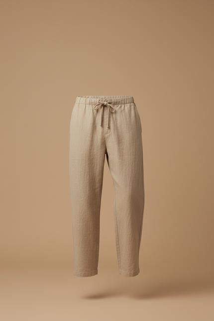 Pantalon Baggy Beige Lin Cordon Ample Homme - vue 3