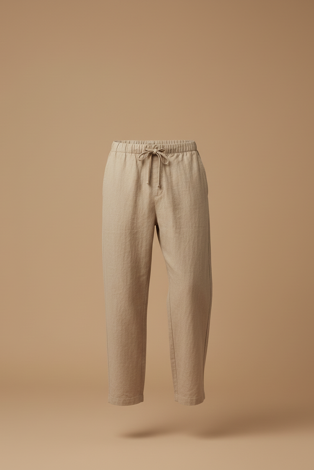 Pantalon Baggy Beige Lin Cordon Ample Homme - vue 3