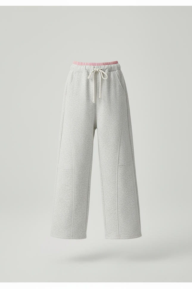 Pantalon Baggy Gris Chiné Ample Coton Enfant - Molleton - vue 3
